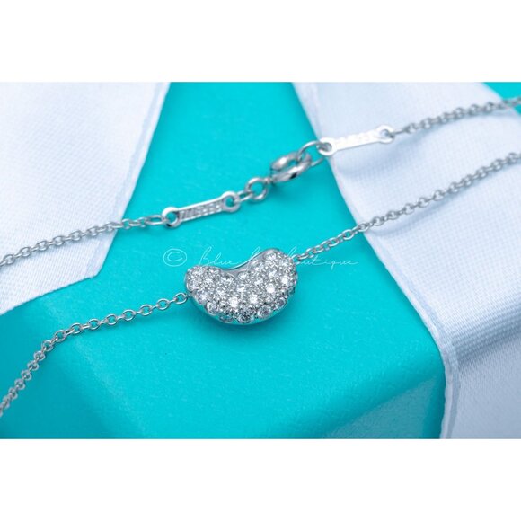 100% Authentic Tiffany & Co. Diamond Bean Necklace Elsa Peretti Vintage 11mm - Picture 4 of 7